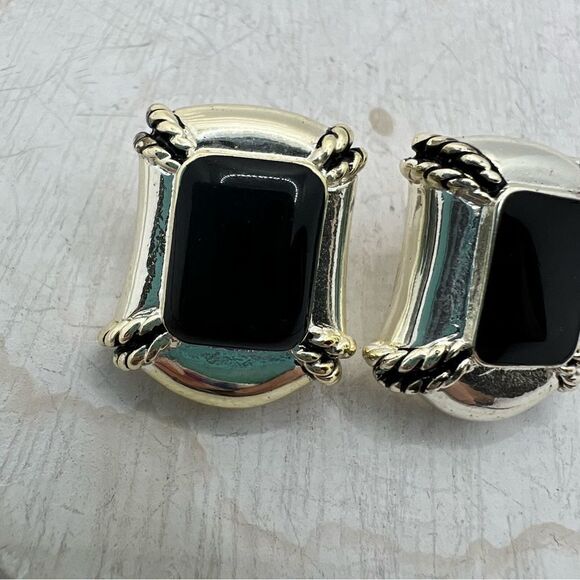 Vintage Avon Silver and Black Post Earrings - Picture 2 of 8